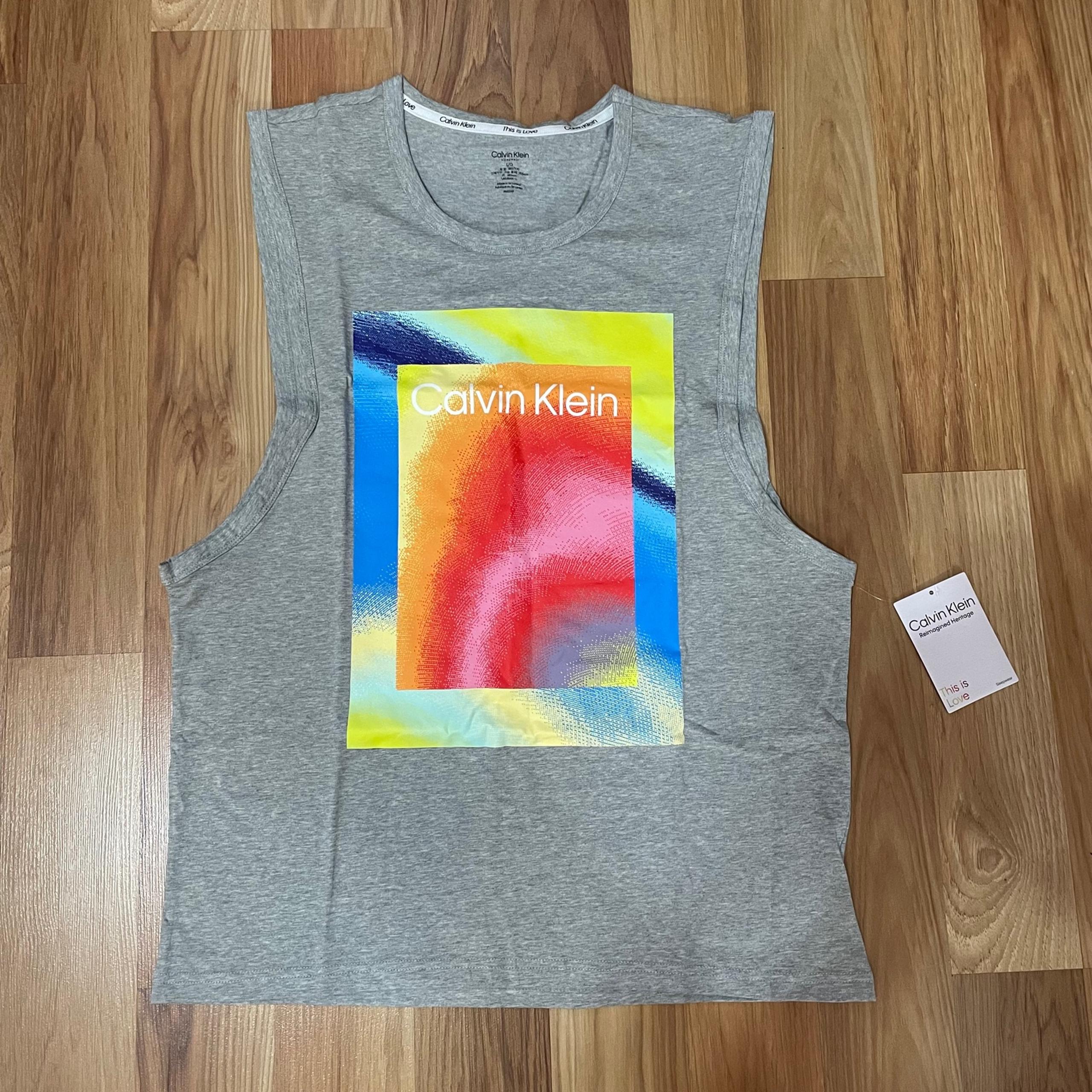 Calvin Klein Men's Sz Large Gray Reimagined Heritage Pride Muscle Tank Top New