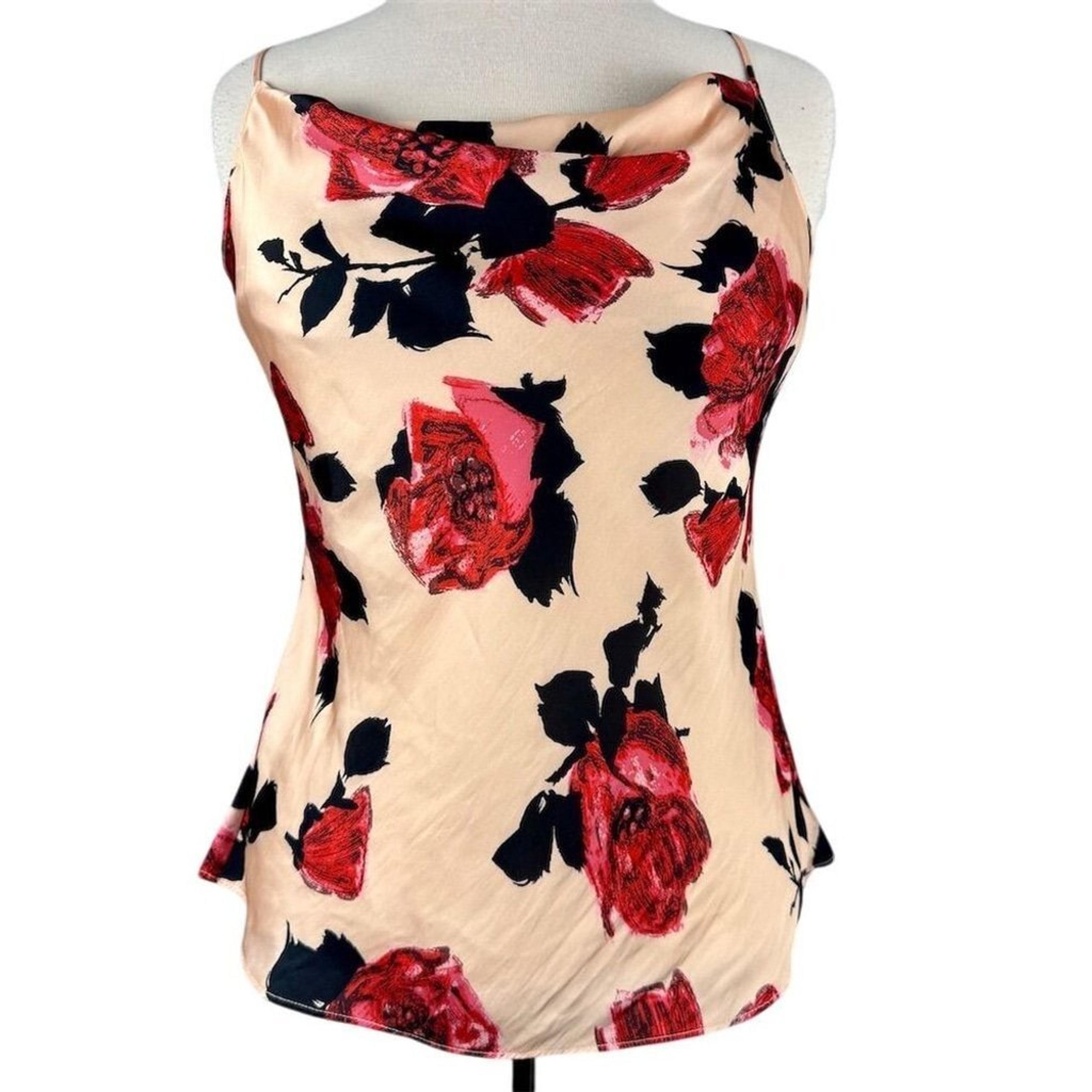 PAIGE Women's Camisole Size Medium Pink Floral Print Adjustable Straps Casual