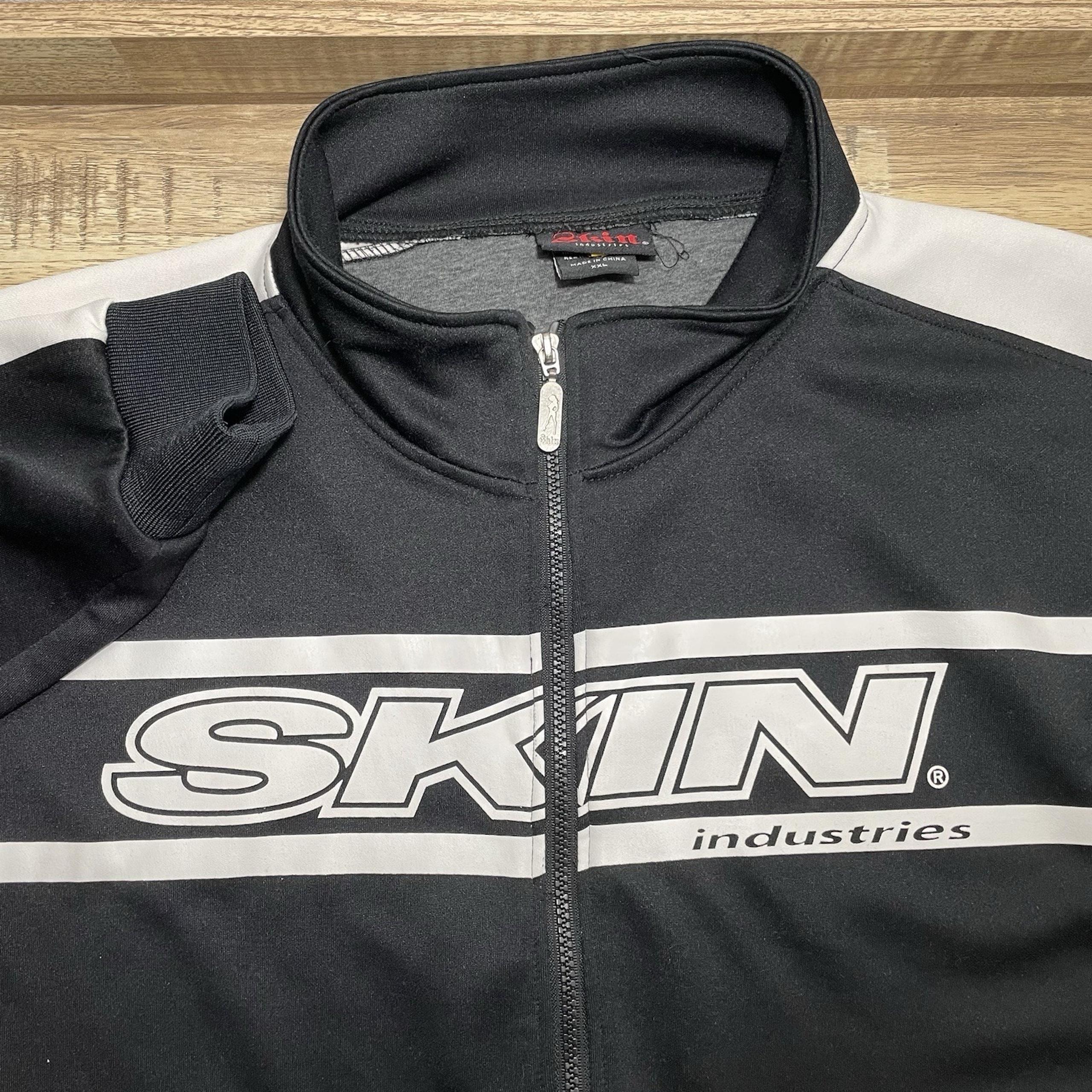 Skin Industries Full Zip Sweater Black White Mens XXL Pinup Girl Vintage Y2K 90s