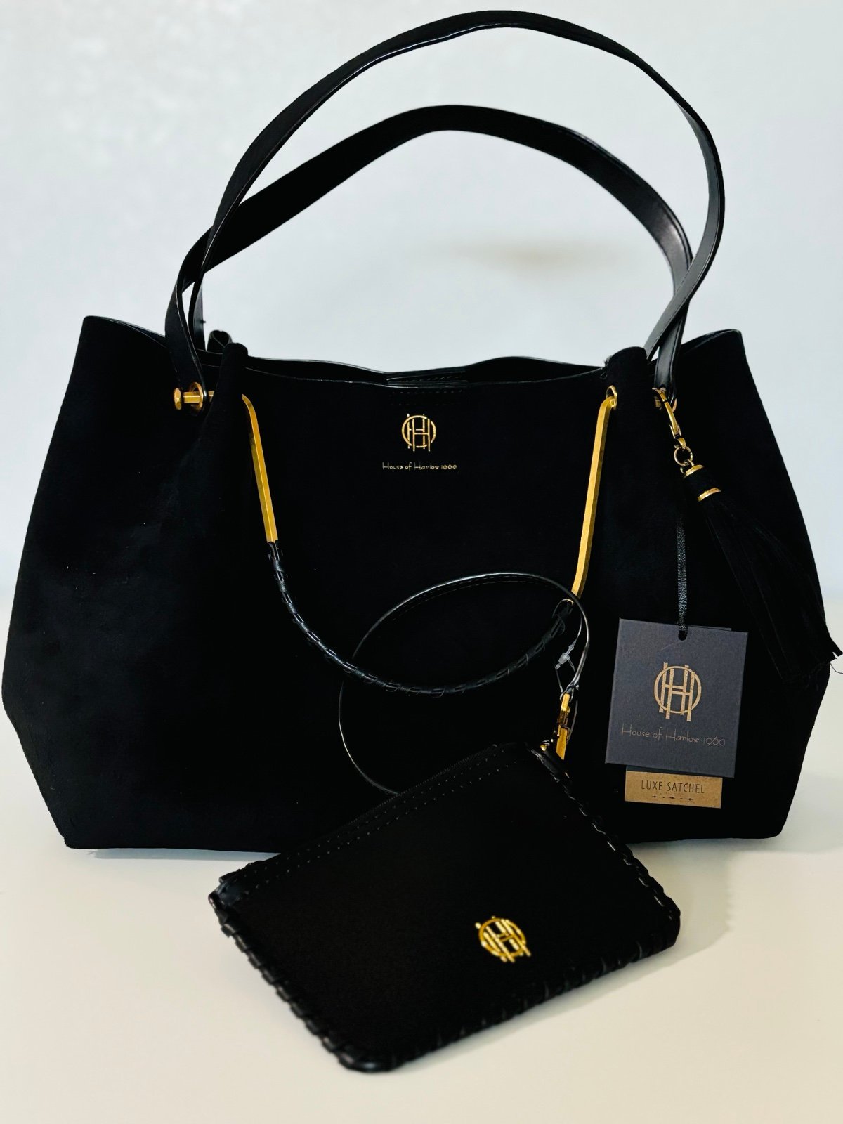 House of Harlow 1960 - Black Suede Luxe & Wristlet Vegan