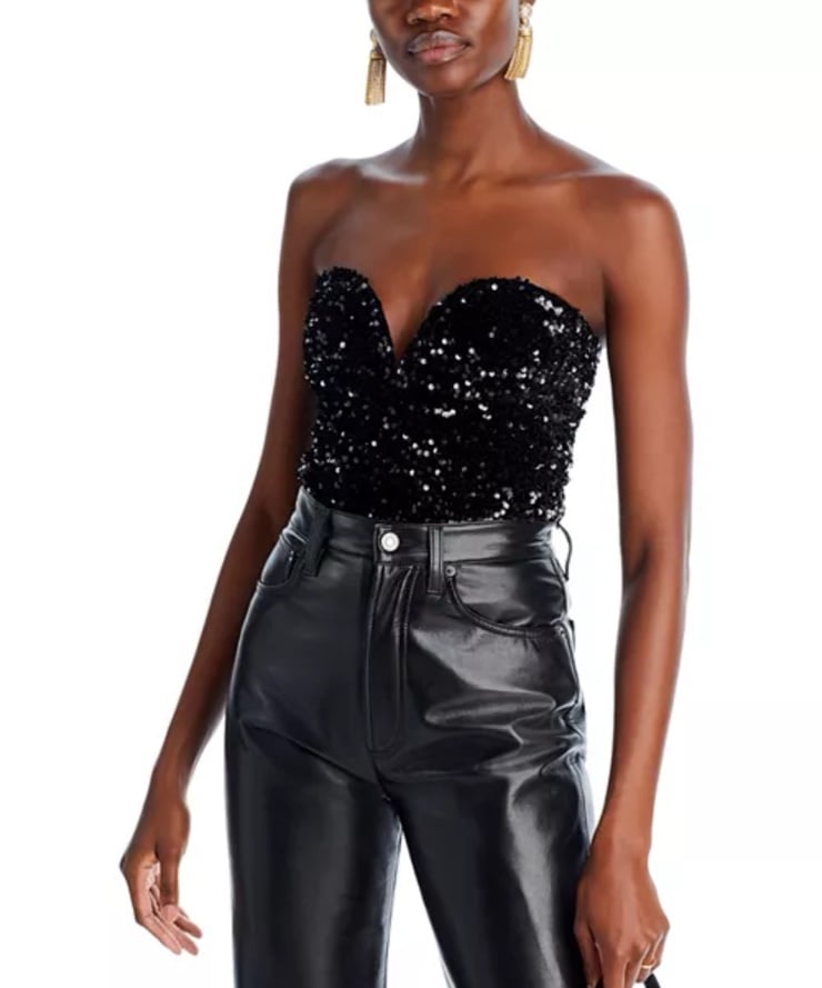 AQUA Sequined Bustier Top