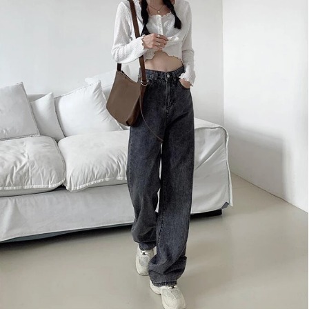 Women's Jeans High Waist Clothes Wide Leg Denim Blue Streetwear Vintage Quality