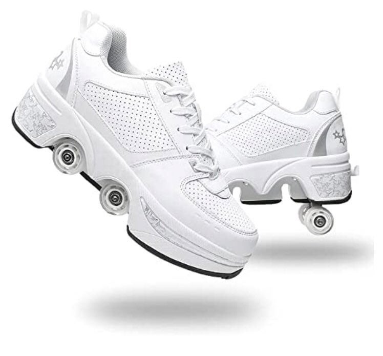 Double-Row Deform Wheel Automatic Walking Shoes Invisible Deformation Roller Ska