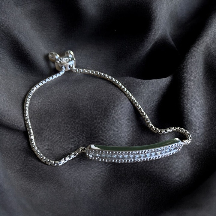 1.00 CT White Sapphire Sterling Silver 925 Bolo Bar Bracelet Box Chain Women R&M