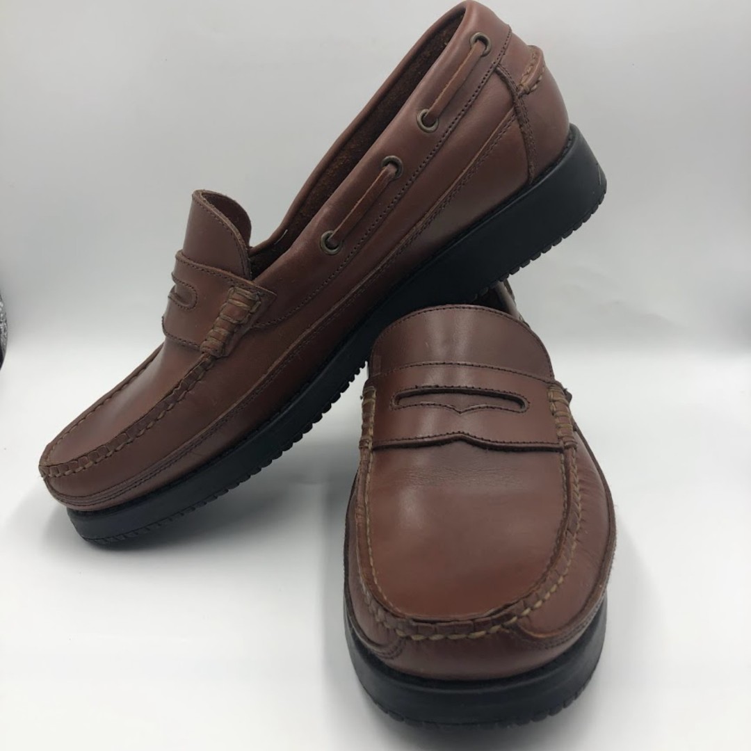 Brown Shoe Brand Men's Brown Leather Slip On Penny Loafers Size 10.5 Casual Work
