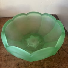 Vintage Viking Glass Bowl Green Frosted Glass Rare