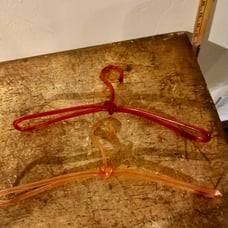 (2) Vintage Clear Lucite Acrylic-UNIQUE KNOT- Clothes Dress Hangers