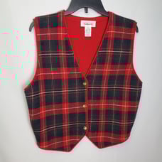 Vintage Talbots Plaid Wool Button-Front Vest Size Large