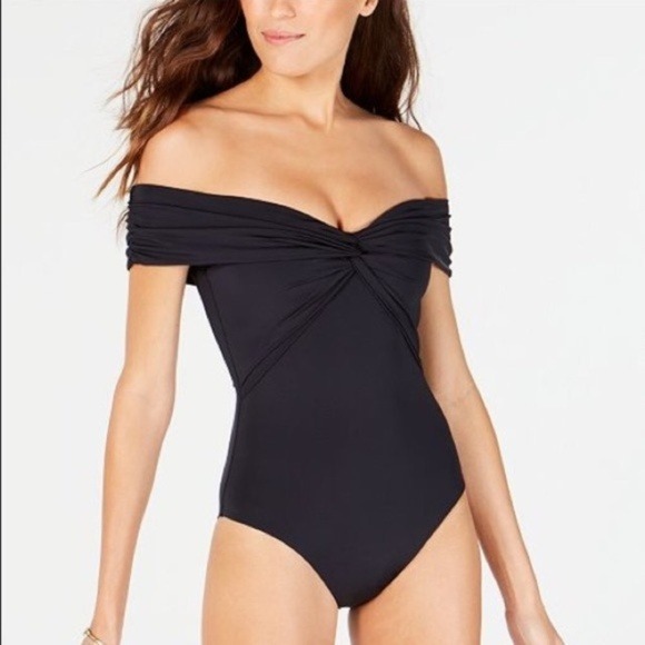 Trina Turk Twist One Piece Swimsuit Off Shoulder