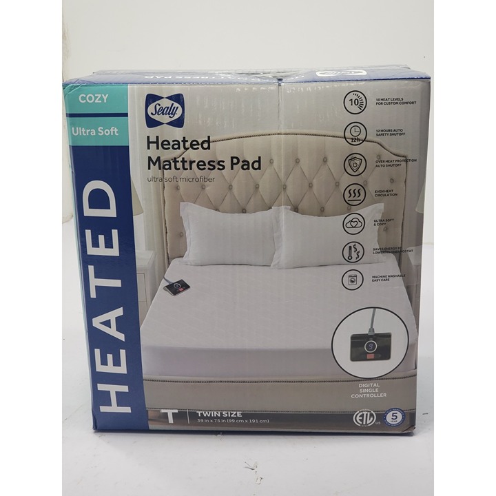 Sealy Heated Mattress Pad Twin Size Ultrasoft Microfiber Digital Single Control