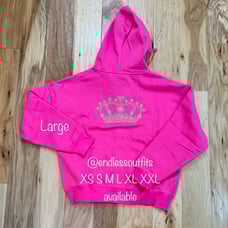 VS PINK BLING FULL ZIP HOODIE LIMITED EDITION CARMINE ROSE PINK SWEATSHIRT Y2K L