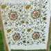 Vintage Ecru Colored, Floral Embroidered Piano Shawl with Fringe. 47” x 43”