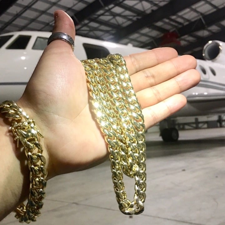 CUBAN LINK 18K GOLD NEW CHAIN ITALY