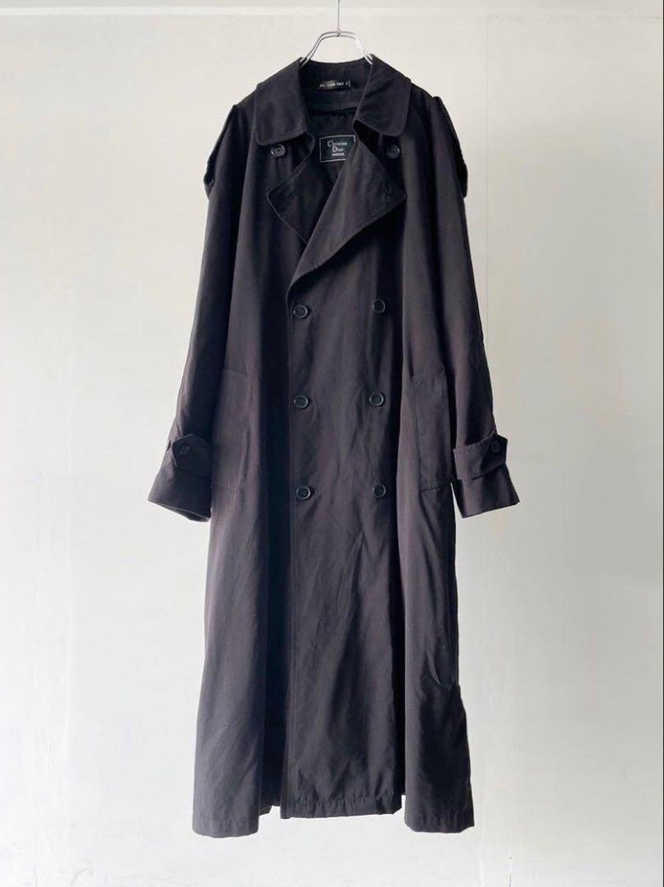 Christian Dior Black Double Trench Coat, Smooth Poly