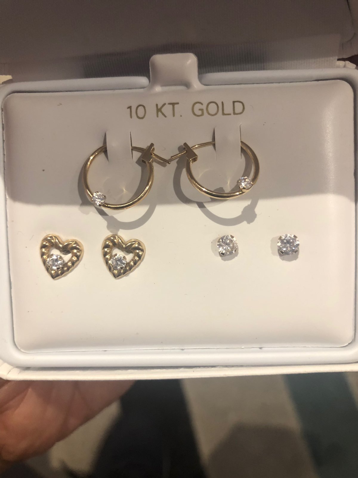 10K Yellow Gold 3 pair Set Studs