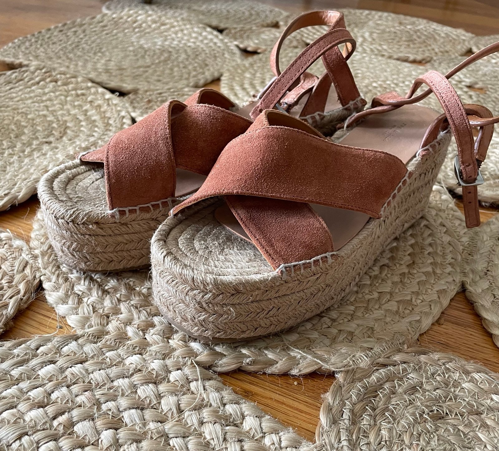 Rag & Bone Platform Espadrille Sandals Rose Suede 37EU