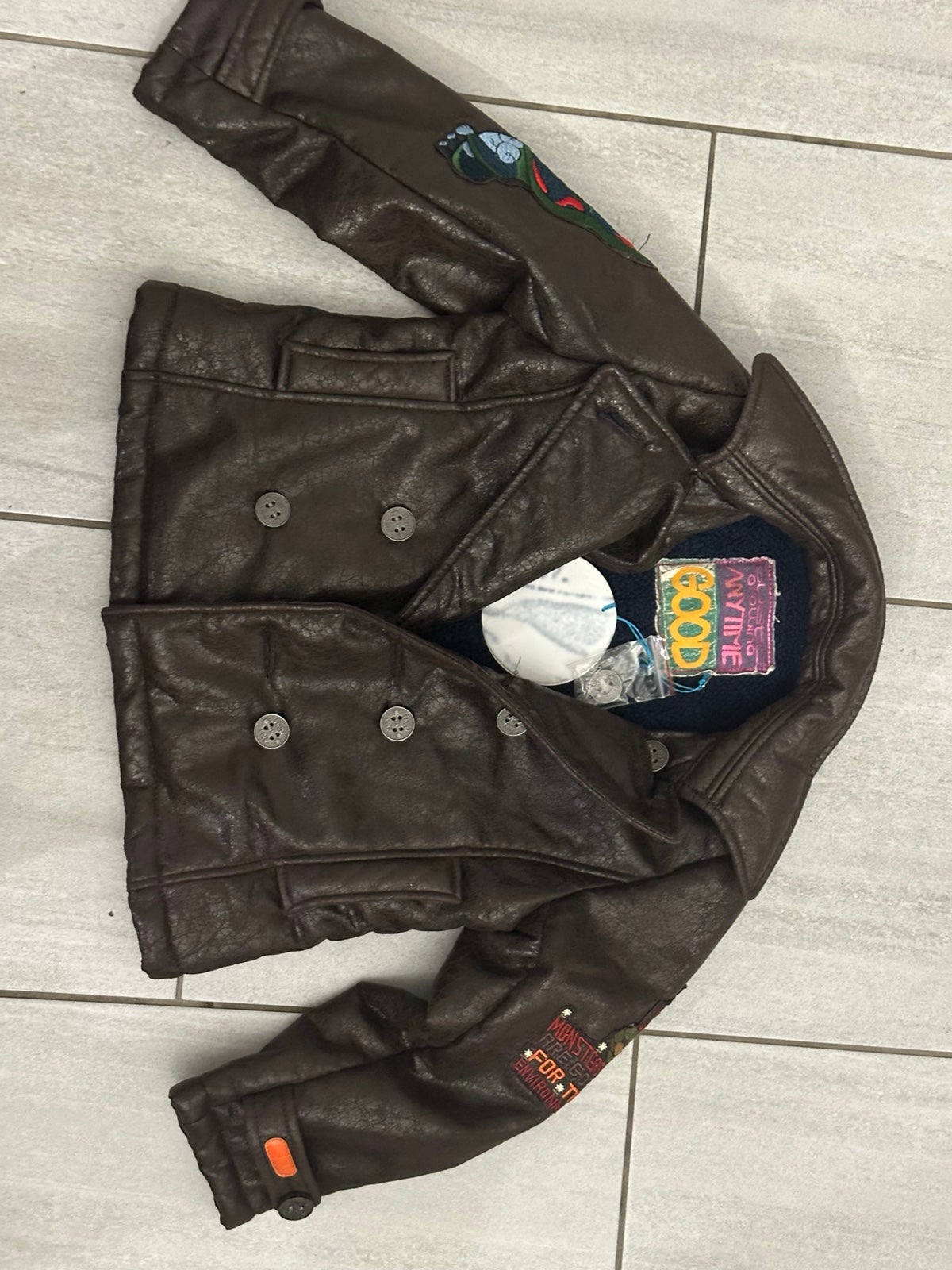 Custo Barcelona Kids Brown Faux Leather Jacket NWT NWT
