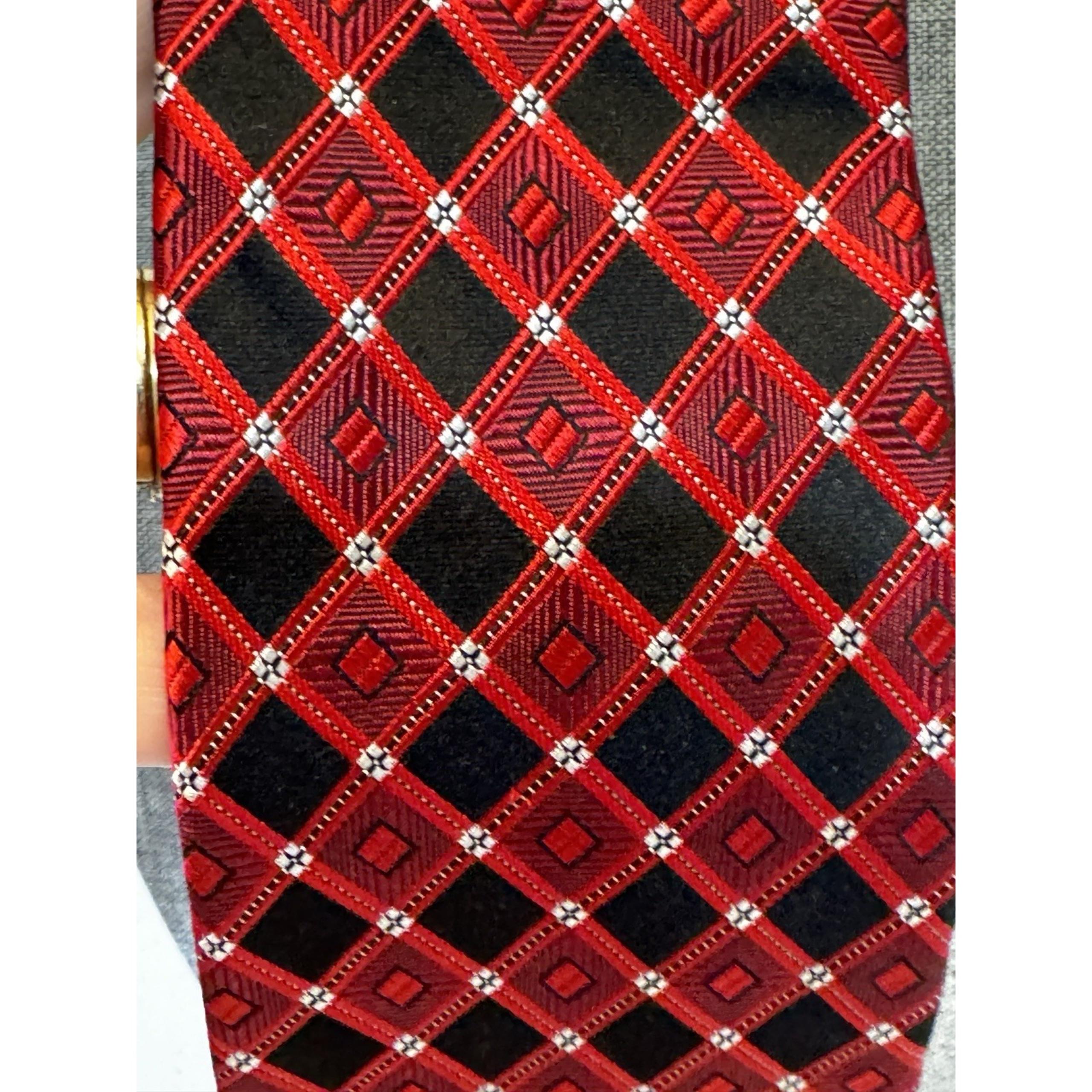 Sean John Red Black 100% Silk Men's Neck Tie Professional Business Office