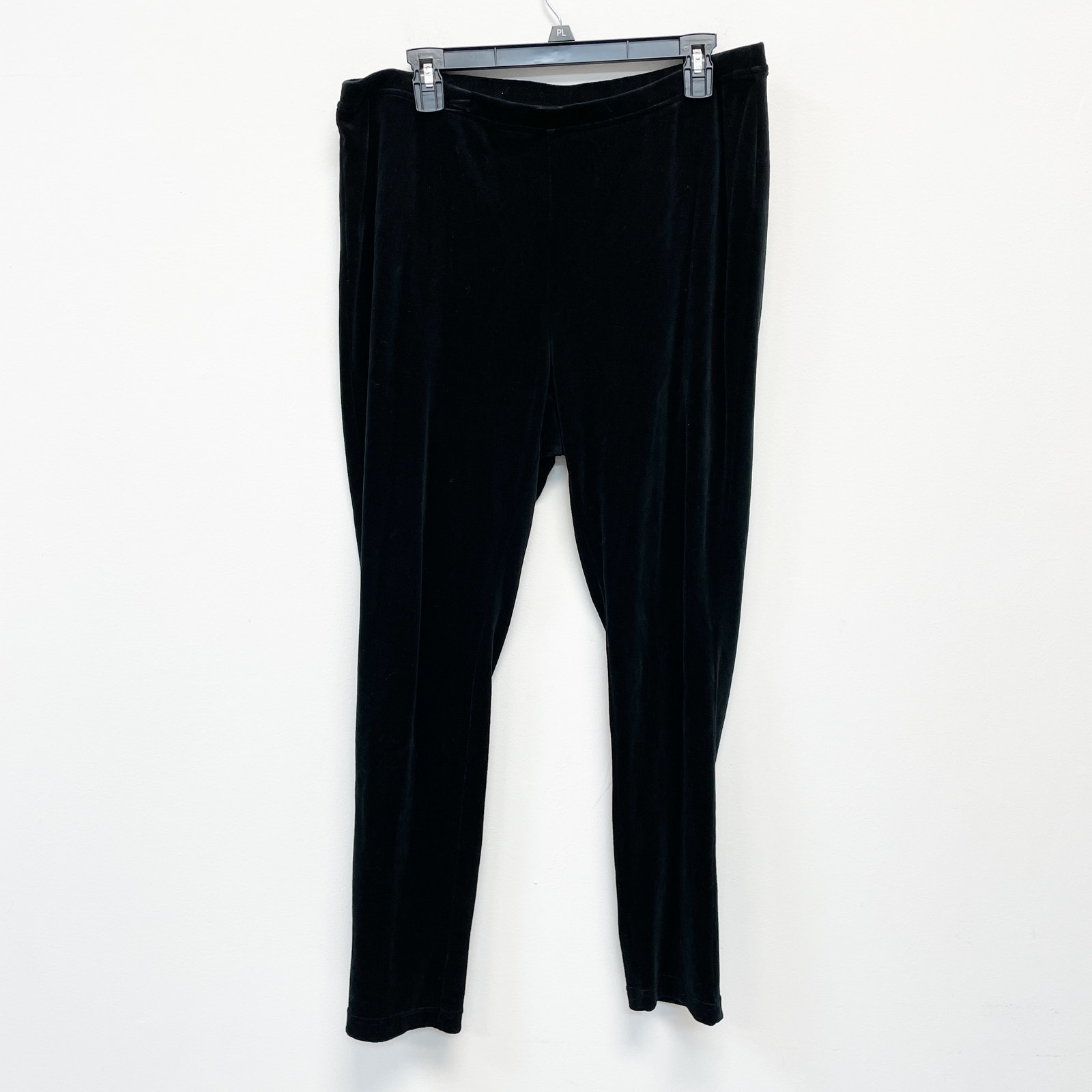 Chico's Womens 2P Black Cozy Velour Elastic Waist Pull On Stretch Leggings