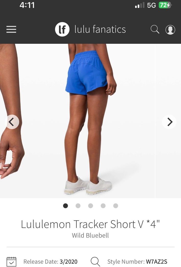 Lululemon tracker shorts wild bluebell size 10
