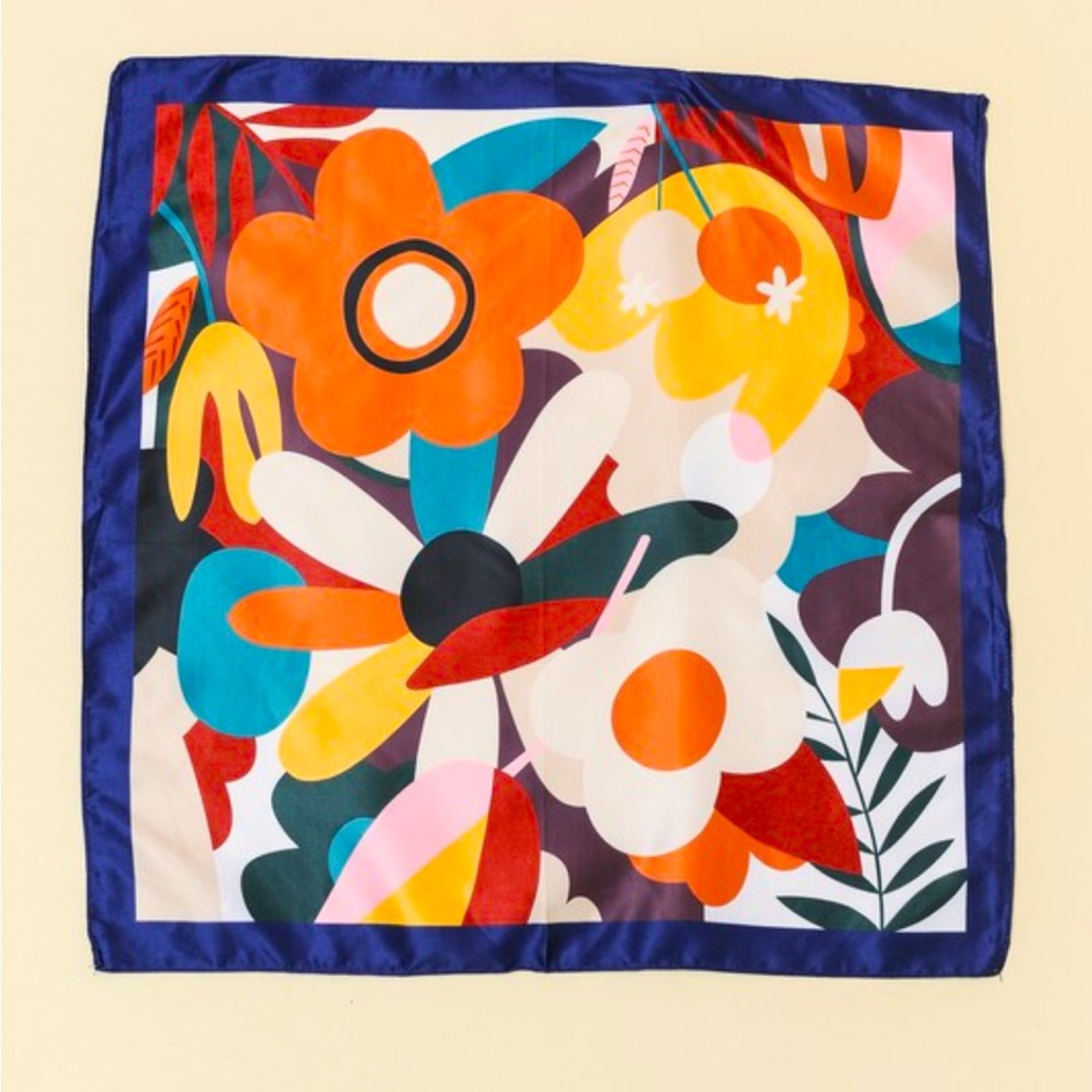 Bold Leafy Print Silky Scarf