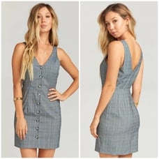 Show me Your Mumu Gray Arlette Plaid Mini Dress Button Front Size M