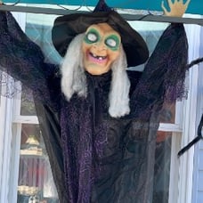 72” Hanging Witch Decoration with Light-up Eyes and Sound Activation Function