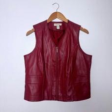Vintage Valerie Stevens Red Leather Vest Size L