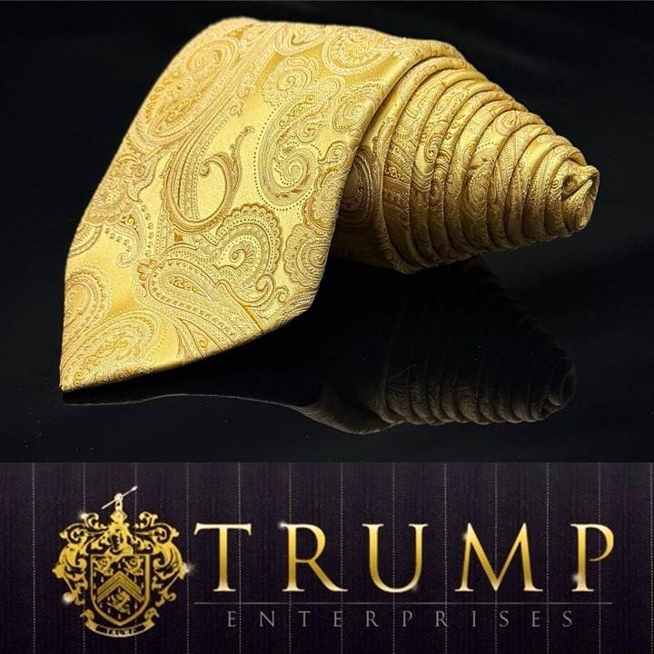 DONALD J TRUMP MEN'S TIE YELLOW/PAISLEY WIDTH: 3.5” LENGTH: 61”