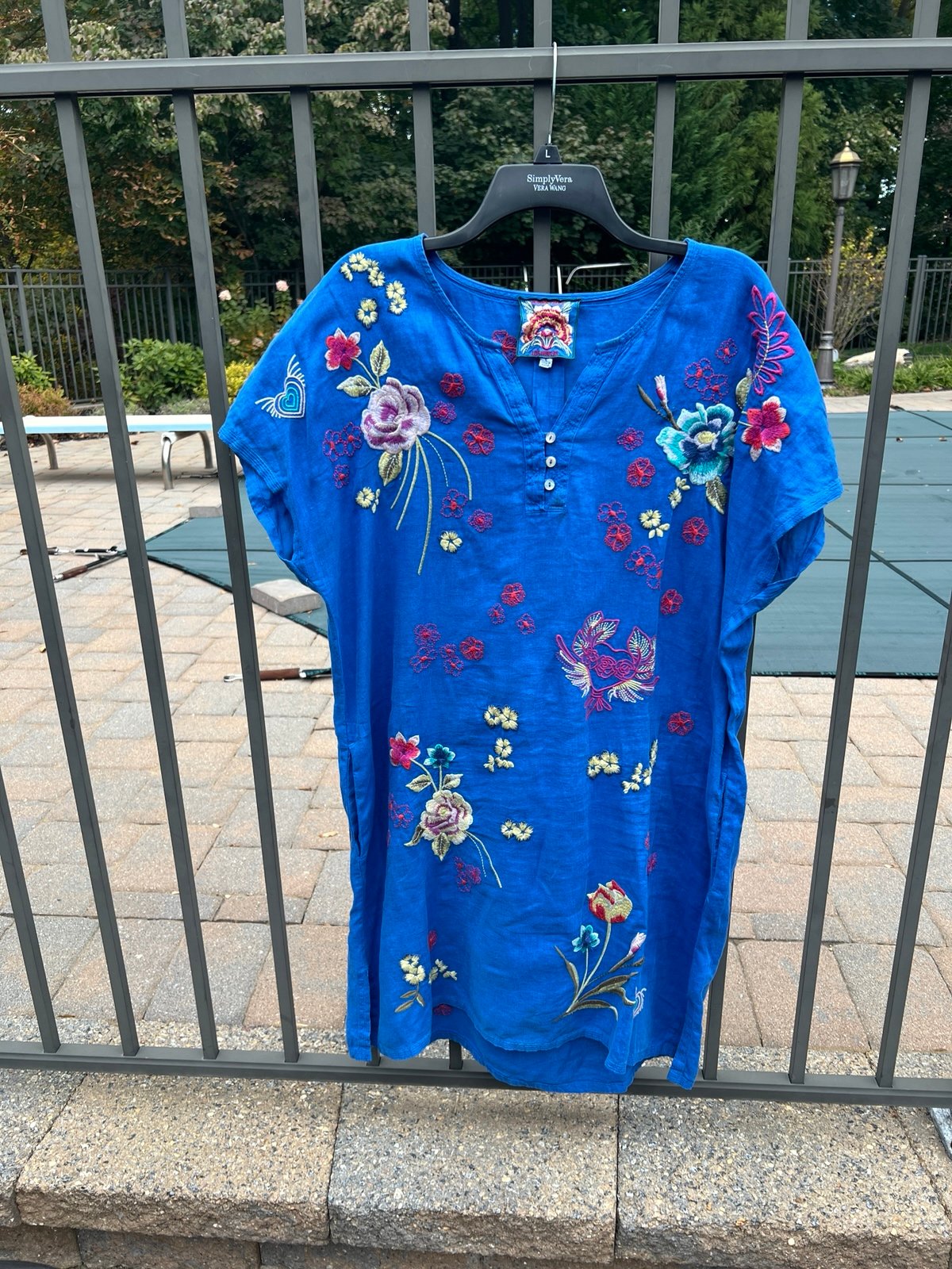 Beautiful Johnny Was linen embroidered dress