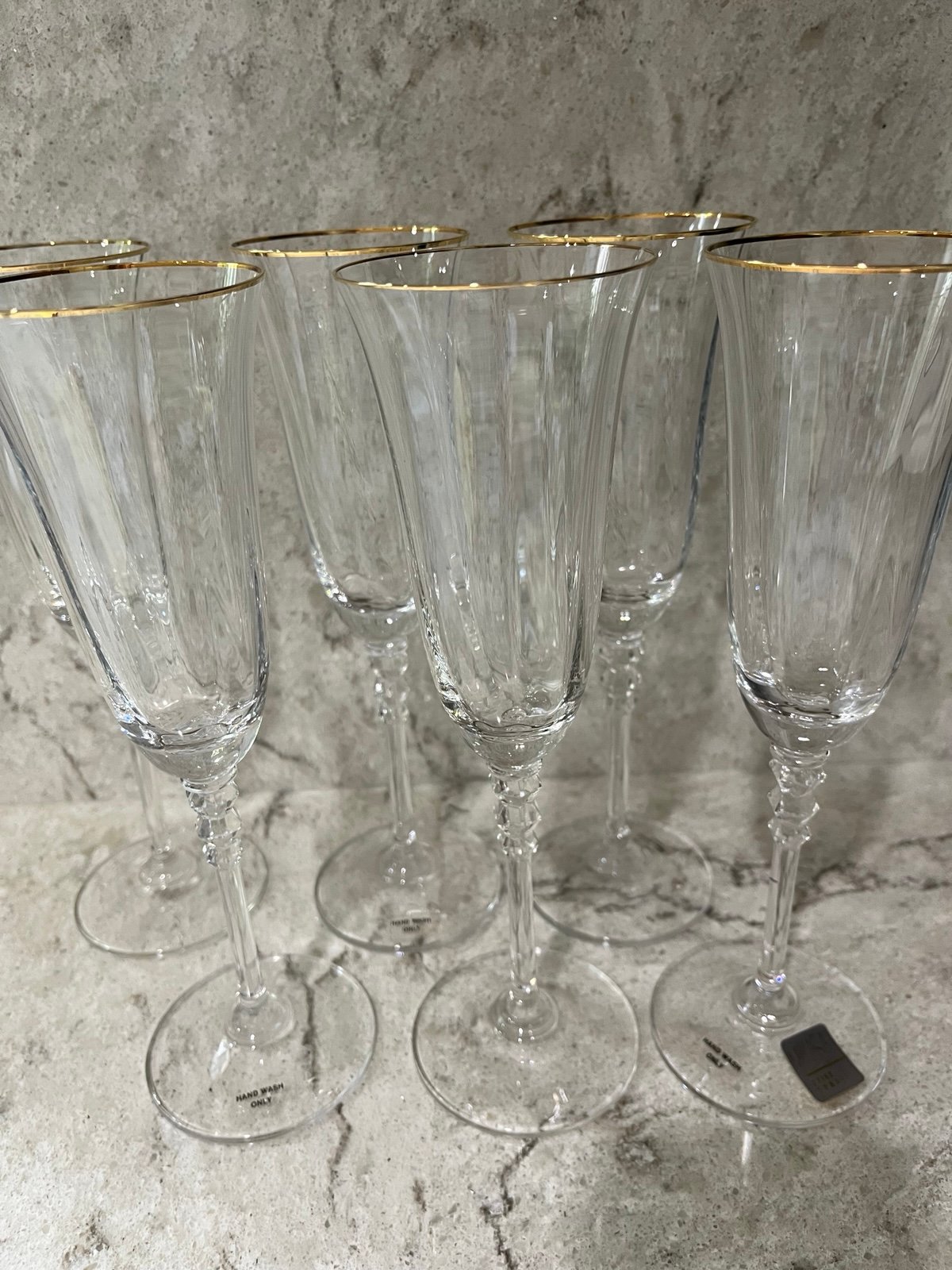 Set of 6 Mikasa sonata gold rim champagne flutes