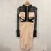 Miss Circle CutOut Colorblock Bandage Midi Dress Size S