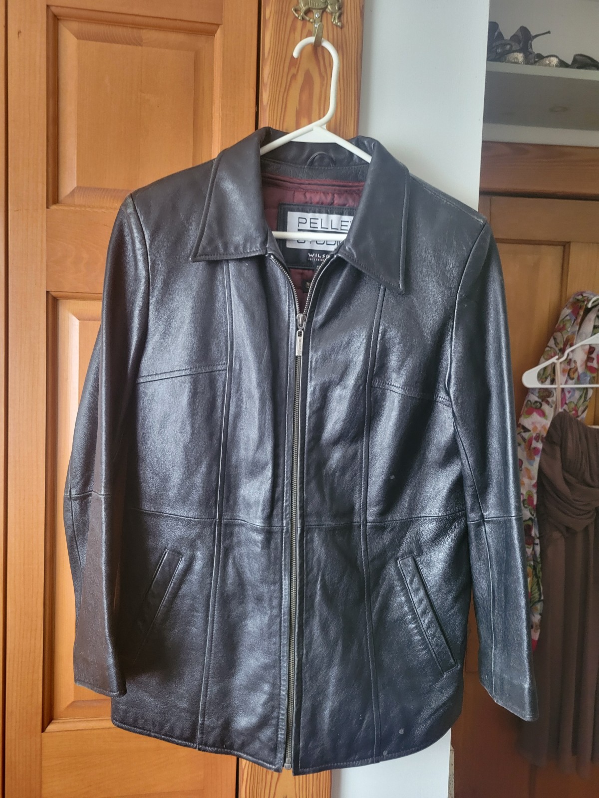 Womens Wilsons Pelle Studio Black Leather Coat Jacket with thinsulate lining Med