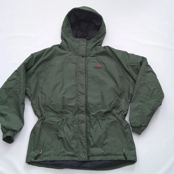 L.L. Bean Gore Tex XCR Insulated Down Parka Olive Green WMN size Large Vintage