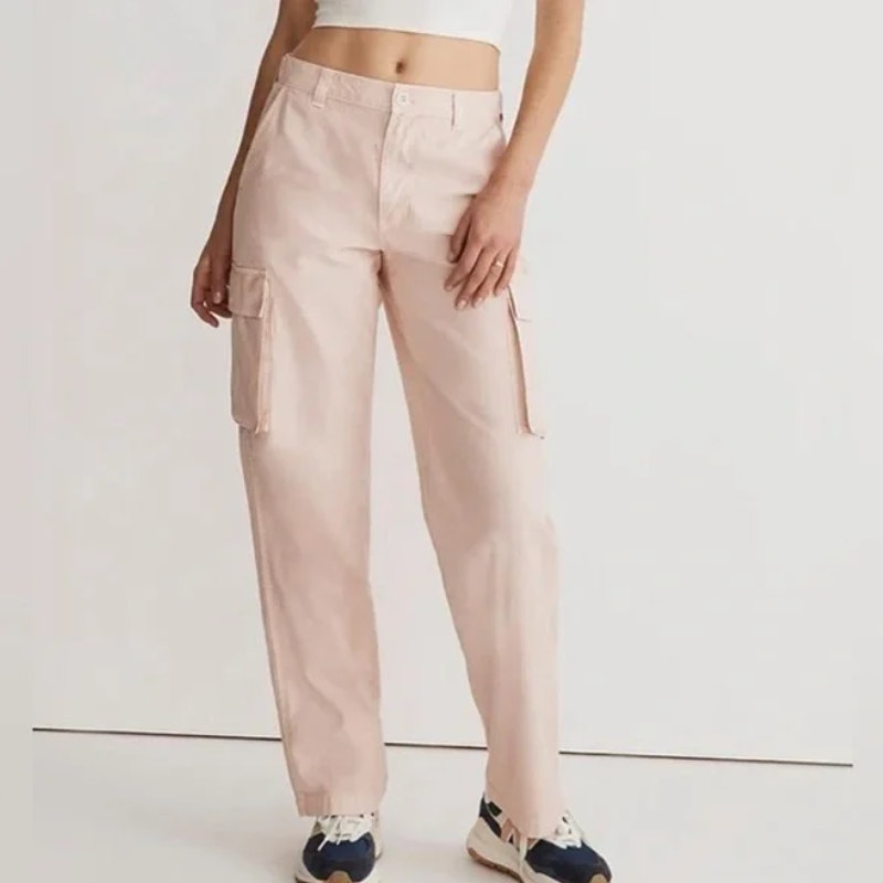 Madewell Women's size 29 Pink Cargo Straight Leg Pants Baggy Boho