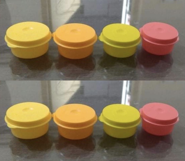 Tupperware 8 RARE FRUIT COLOR CLASSIC SMIDGETS SALSA MANGO ORANGE YELLOW NEW