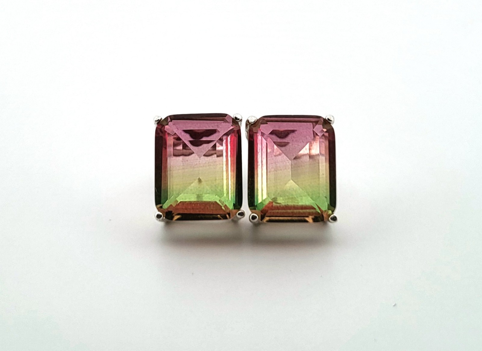6.6ct Watermelon Tourmaline Sterling Silver Earrings 66RGWTSSELP