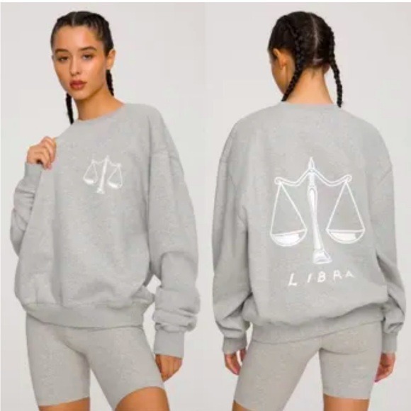 GOOD AMERICAN Libra Boyfriend Crewneck Sweatshirt in Gray Size M