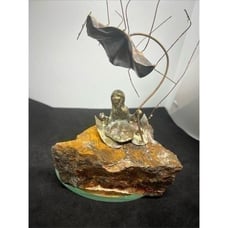 Vintage BIJAN Brass & Copper Figural Sculpture -Rain Drops - Thumbelina Umbrella