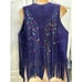 VINTAGE INCREDIBLE PURPLE HEAVY SUEDE FRINGED BEADED VEST BOHO HIPPIE FESTIVAL