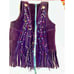 VINTAGE INCREDIBLE PURPLE HEAVY SUEDE FRINGED BEADED VEST BOHO HIPPIE FESTIVAL