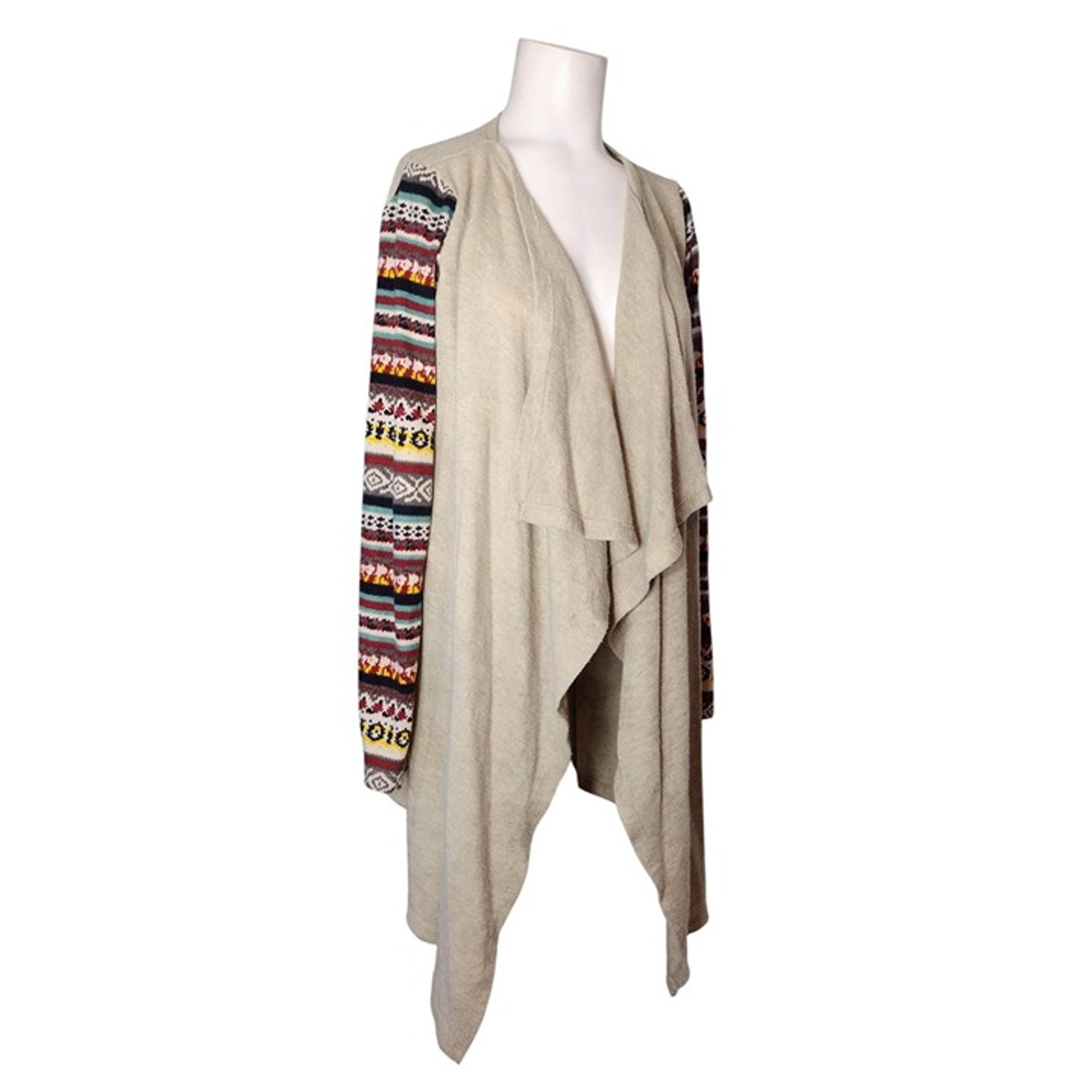 Flying Tomato Fair Isle Aztec Open Cardigan Sweater Size L Cascade Longline