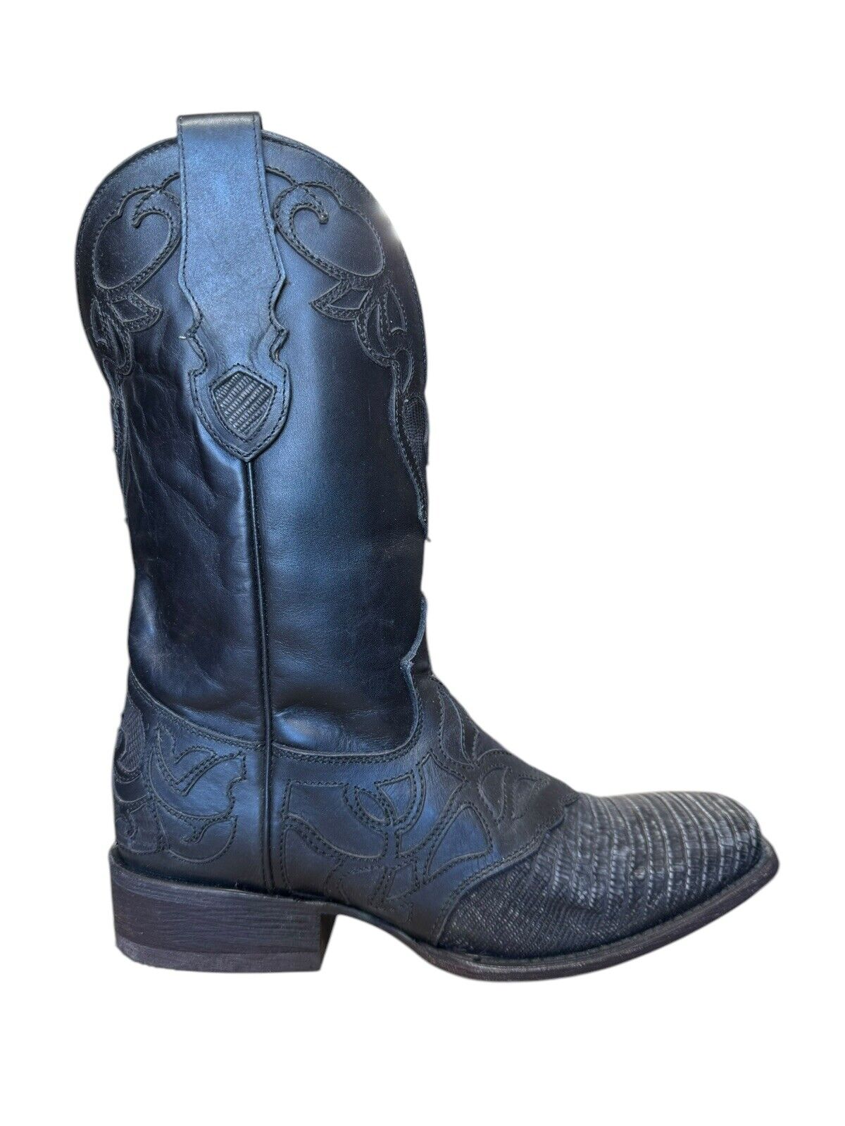 Corral Boots MN Black Lizard Spur Guard & Collar Sq.Toe Men Size 8D