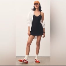 SPIRITUAL GANGSTER x ANTHROPOLOGIE | Black Jet Active Mini Dress | Medium