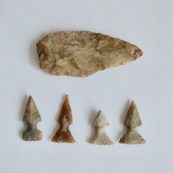 Lot 5 Arrowheads Native American Artifacts