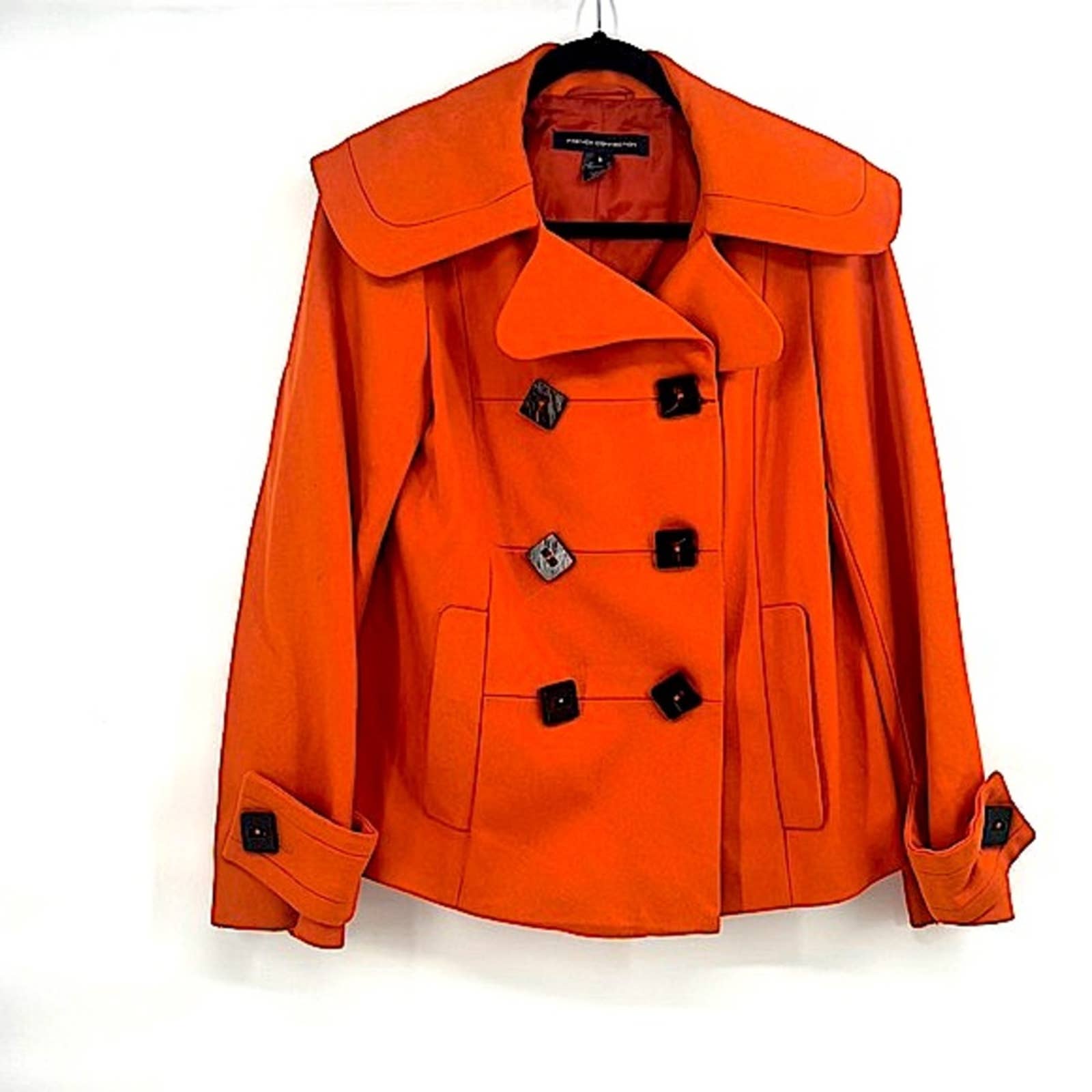 French connection orange virgin wool coat size 8 medium