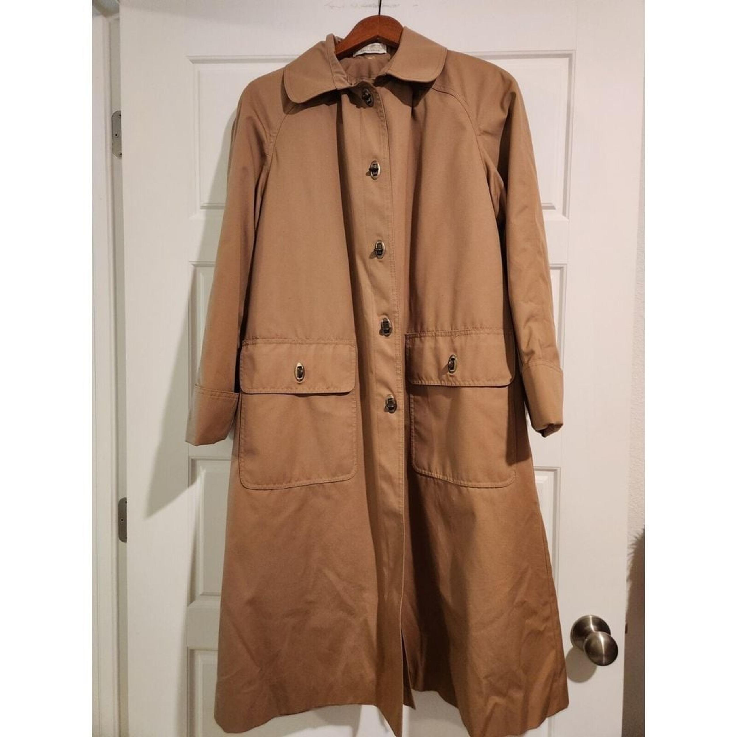 Forecaster International Of Boston Trench Coat Womens 11/12 tan/brown Faux Fur