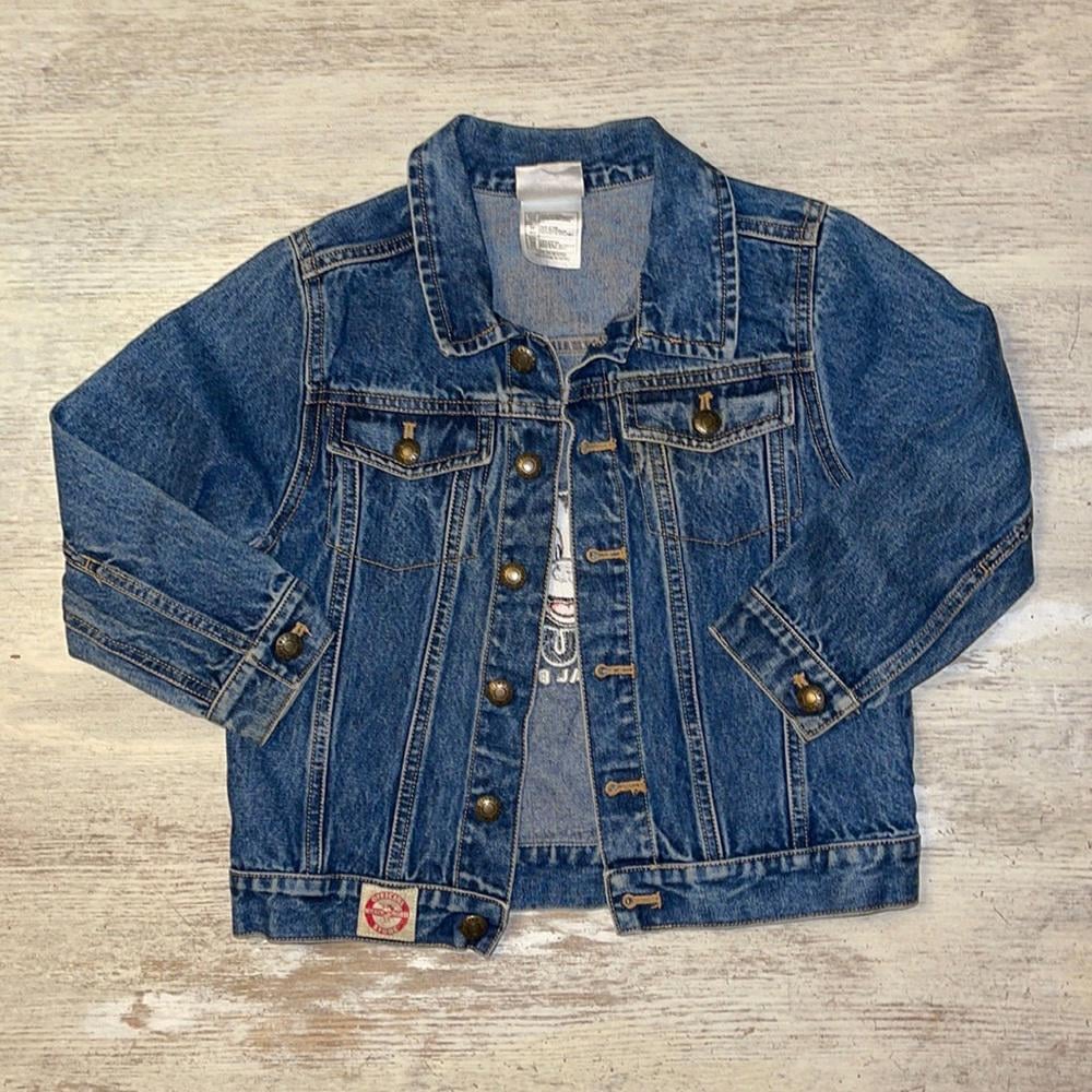 Vintage Disney Store Mickey Mouse Denim Jacket Embroidered Back Size 4 5 Years