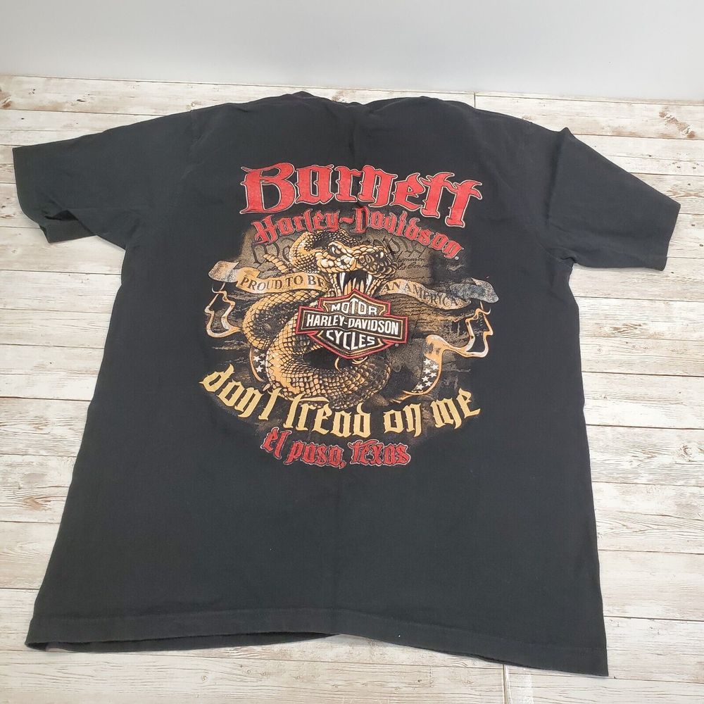 VTG Harley Davidson Don't Tread On Me Black T-shirt Burnett El Paso, TX
