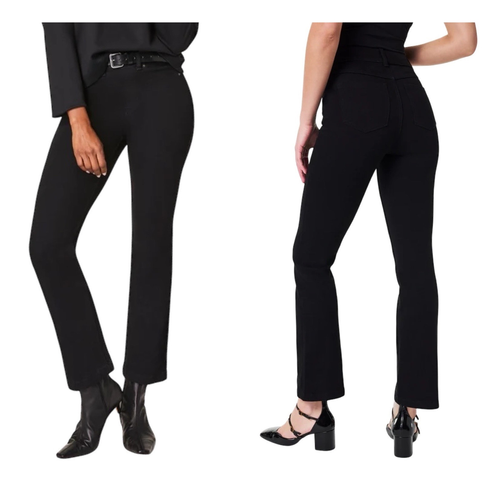 NEW Spanx EveryWear Kick Flare Jeans Clean Black Stretch Control Shaping SMALL